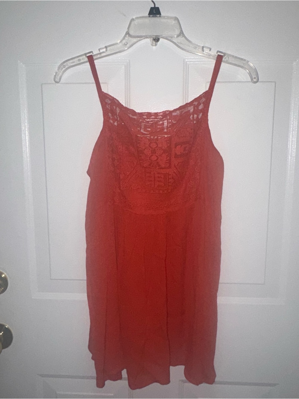Lace Yoke burnt orange medium sleeveless top from and the why